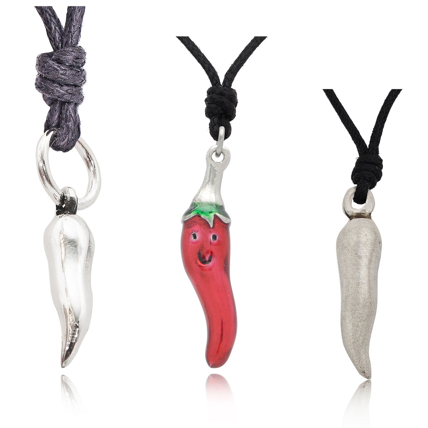 Italian Horn Chili Pepper Sterling-silver Pewter Charm Necklace Pendant Jewelry