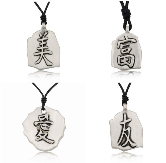 Chinese Word Love Silver Pewter Charm Necklace Pendant Jewelry