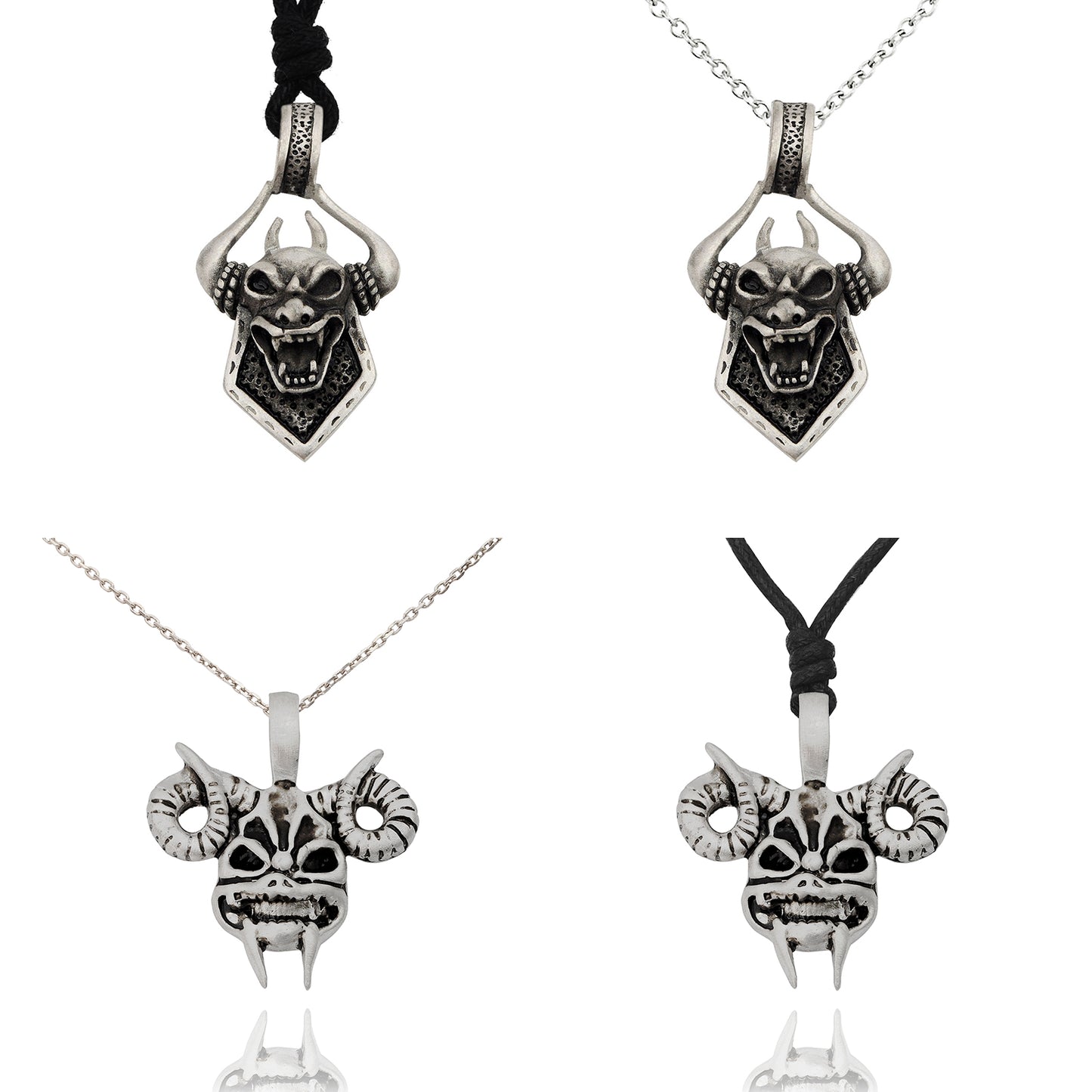Pagan Gargoyle Demon Pan Skull Silver Pewter Charm Necklace Pendant Jewelry
