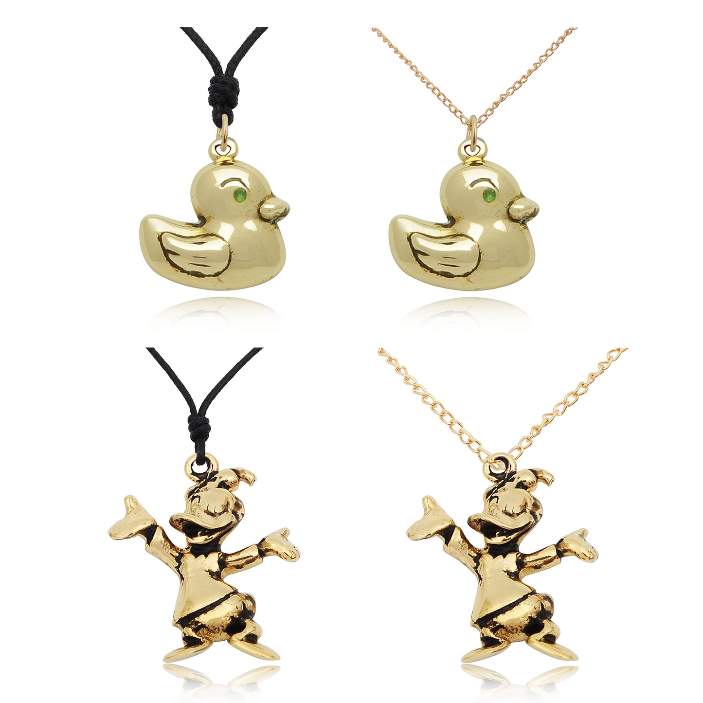 Happy Duck Handmade Brass Necklace Pendant Jewelry