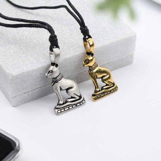 Eyptian Bast Cat Silver Pewter Charm Gold Brass Necklace Pendant Jewelry