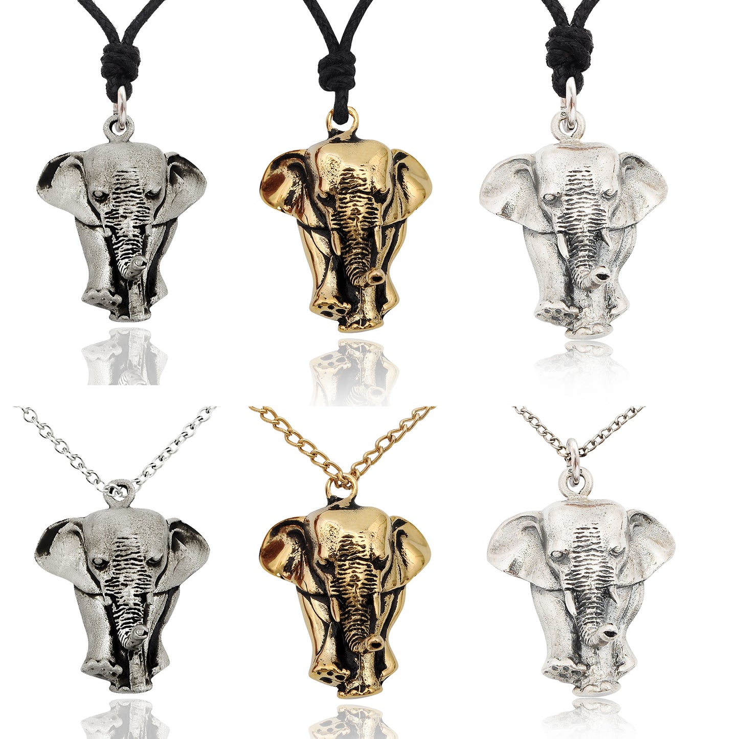 Lucky Elephant Gold Brass  Necklace Pendant Jewelry