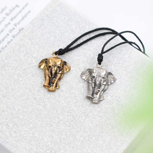 Lucky Elephant Pewter 92.5 Sterling Silver Gold Brass Charm Necklace Pendant Jewelry