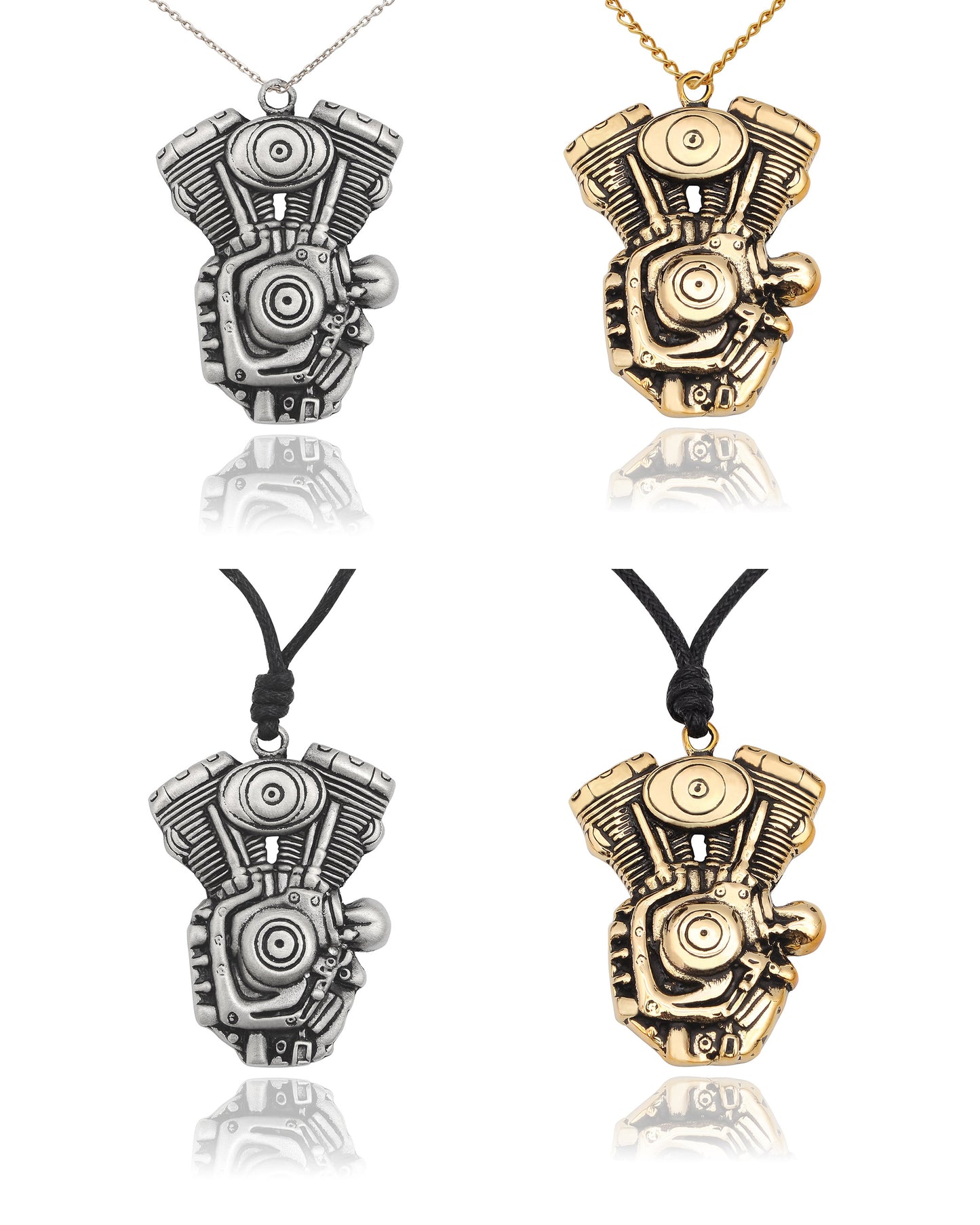 Motorcycle Engine Biker Silver Pewter Gold Brass Charm Necklace Pendant Jewelry
