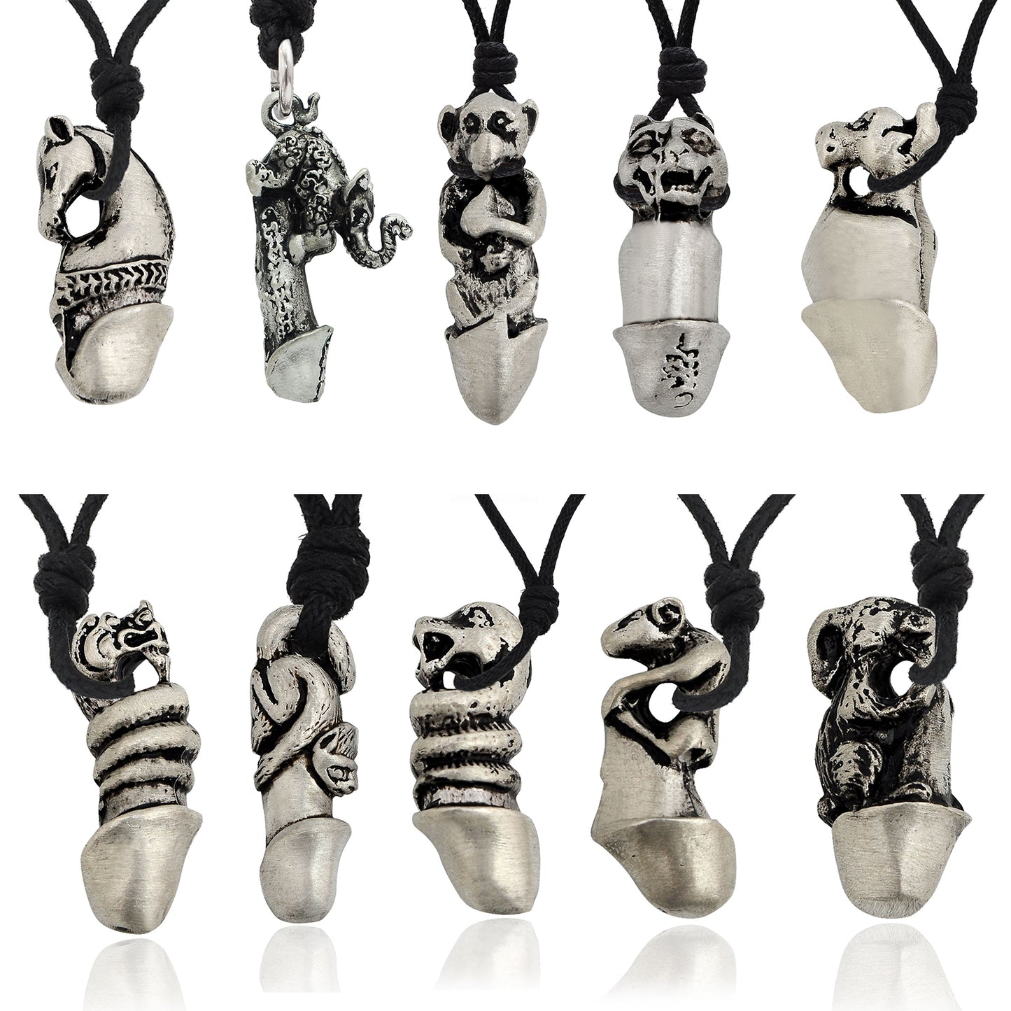 Fertility Thai Amulet Silver Pewter Charm Necklace Pendant Jewelry