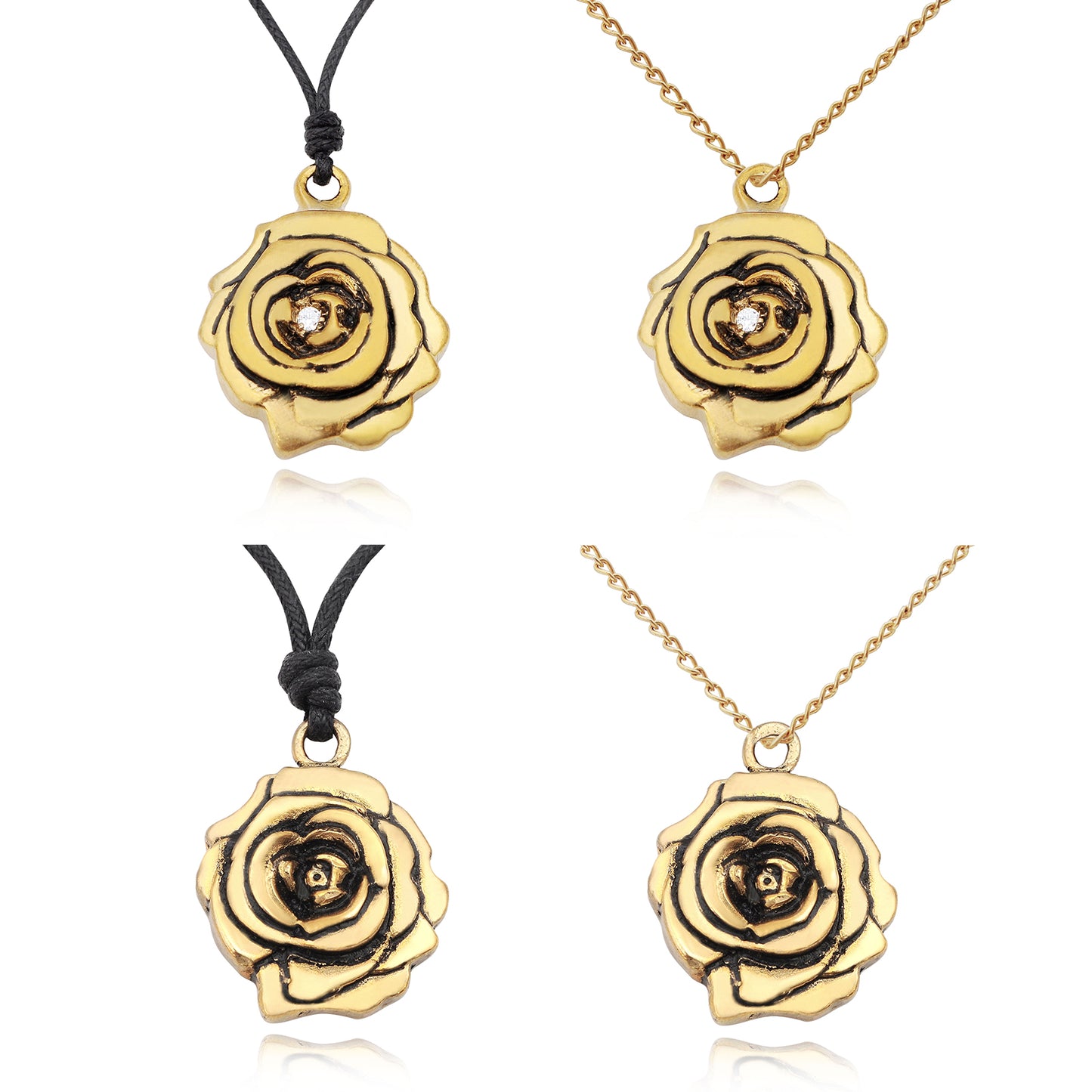Natural & White Crytal Flower Rose Handmade Brass Necklace Pendant Jewelry
