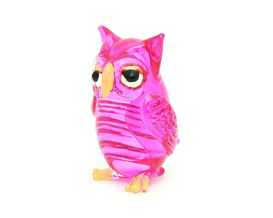 Vietguild's Serious Owl Handmade Vietnamese Glass Figurine Statue