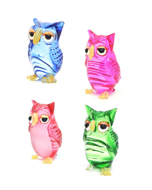 Vietguild's Serious Owl Handmade Vietnamese Glass Figurine Statue