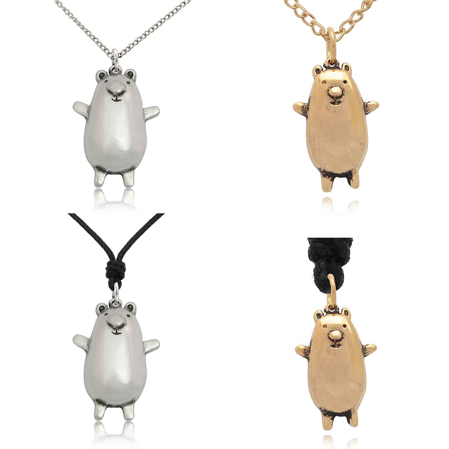 Chubby Groundhog Size M & S Silver Pewter Gold Brass Necklace Pendant Jewelry