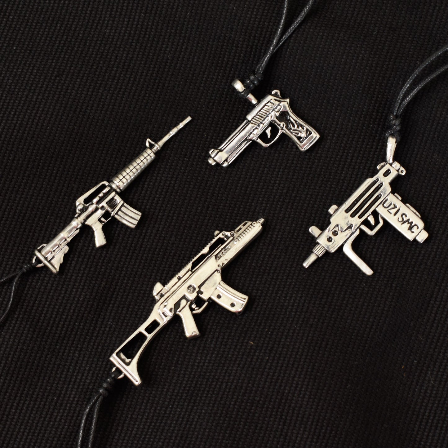 Machine Gun Silver Pewter Charm Necklace Pendant Jewelry