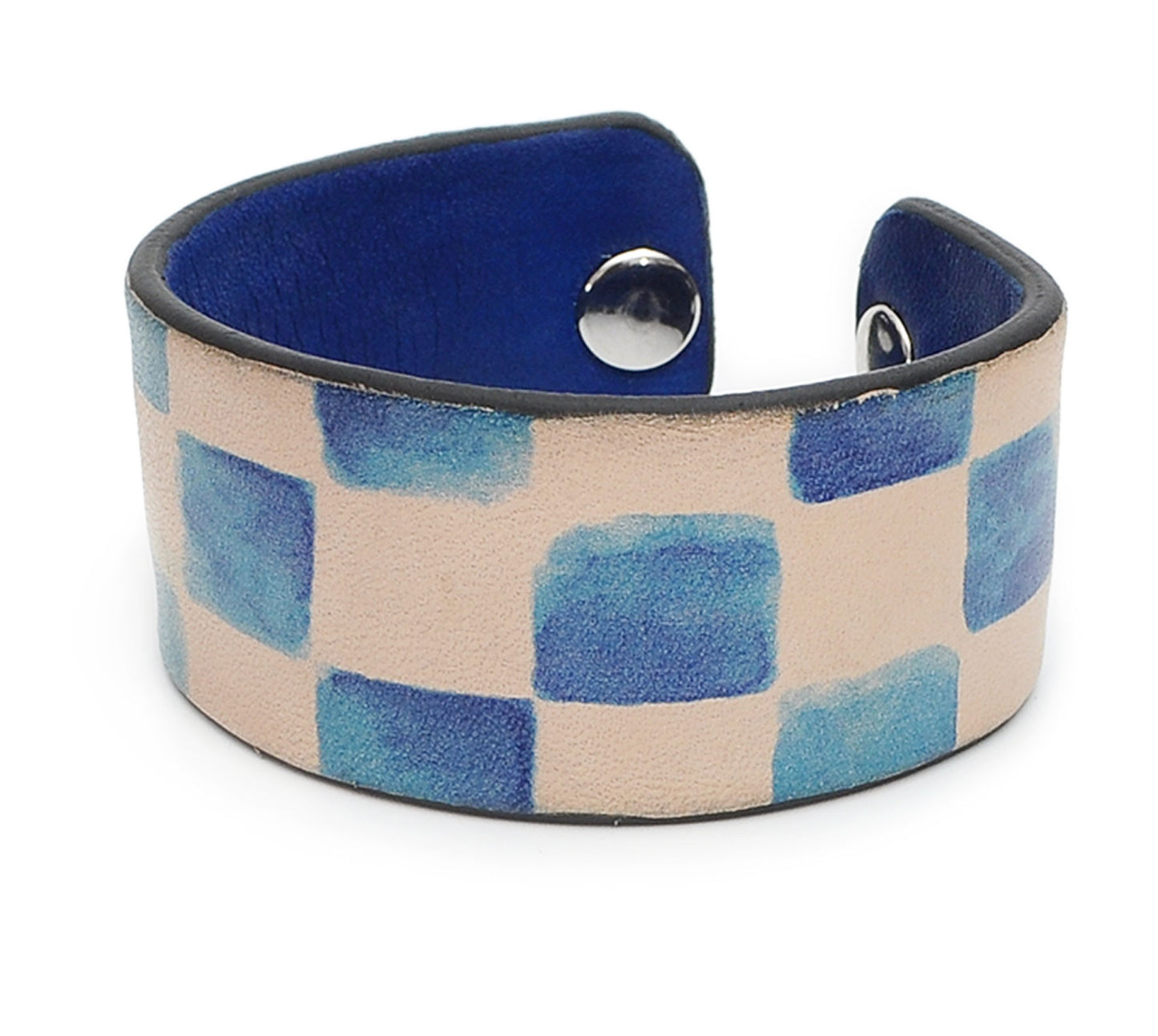 Watercolor Blue Patterns Print Handmade Leather Bracelet Jewelry HLB_01