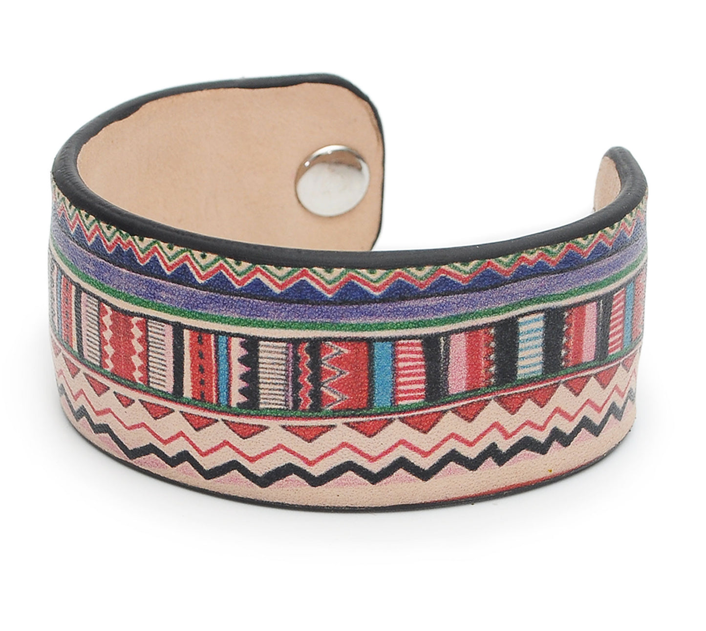 Abstract Ethnic Pattern Print Handmade Leather Bracelet Jewelry HLB_01