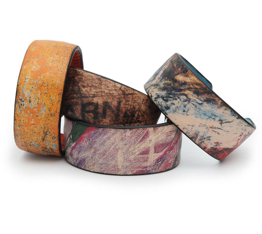 Grunge Style Pattern Print Handmade Leather Bracelet Jewelry HLB_01