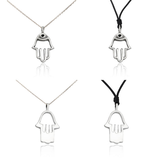 Small & Medium Hamsa Siver Pewter Charm Necklace Pendant Jewelry