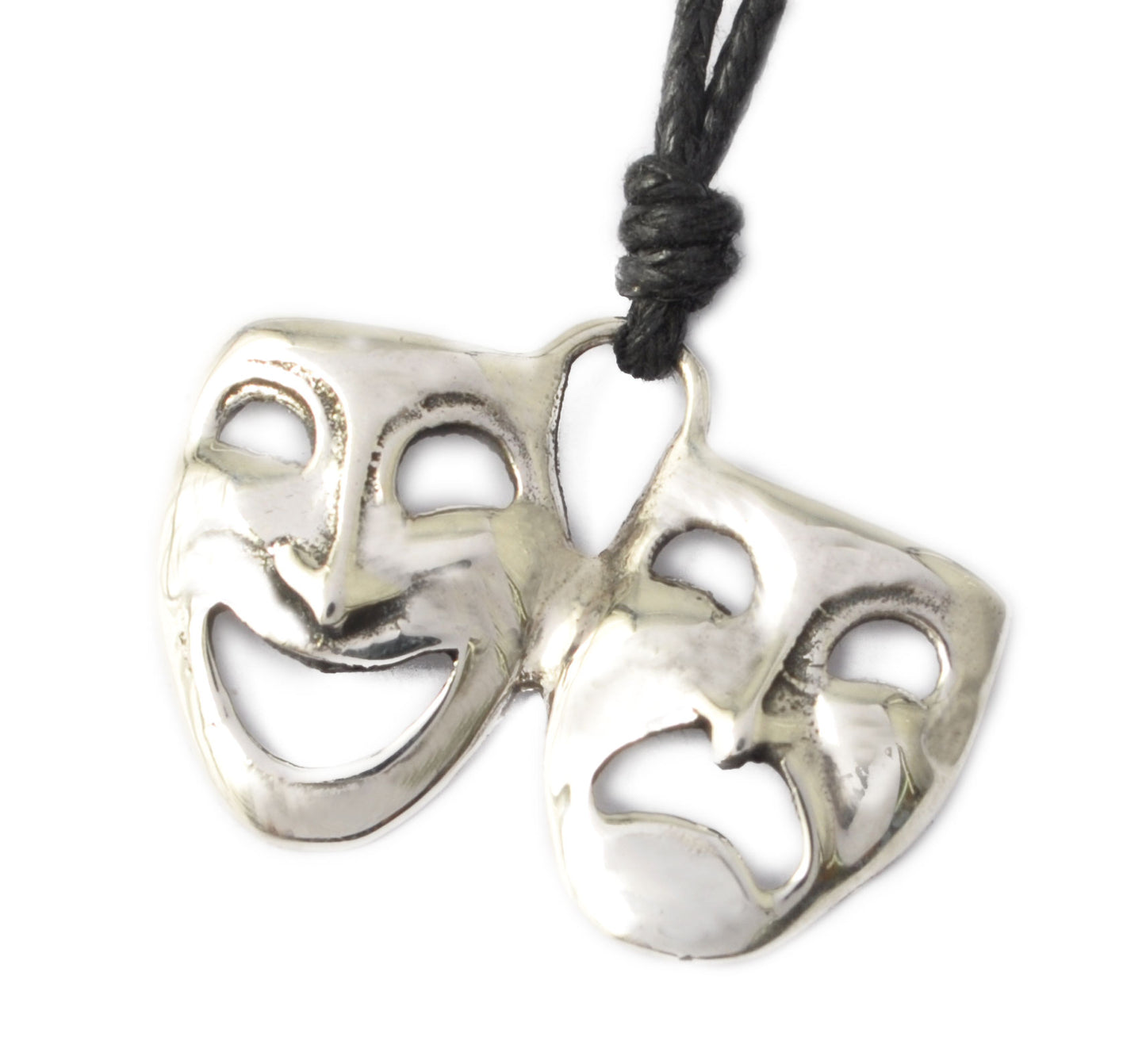 Drama Theater Masks Silver Pewter Gold Brass Necklace Pendant Jewelry