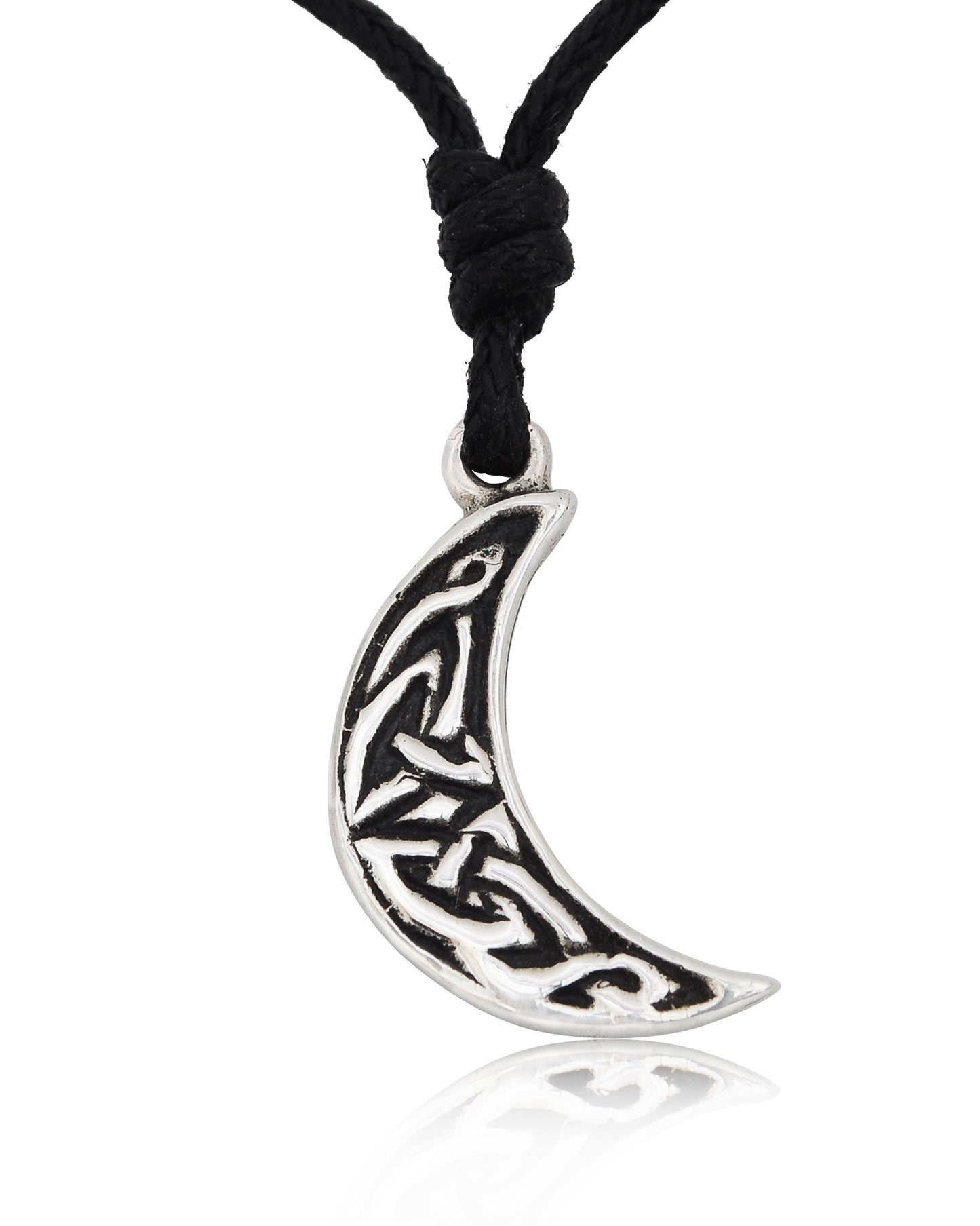 Celtic Moon Handmade 92.5 Sterling Silver Brass Necklace Pendant Jewelry