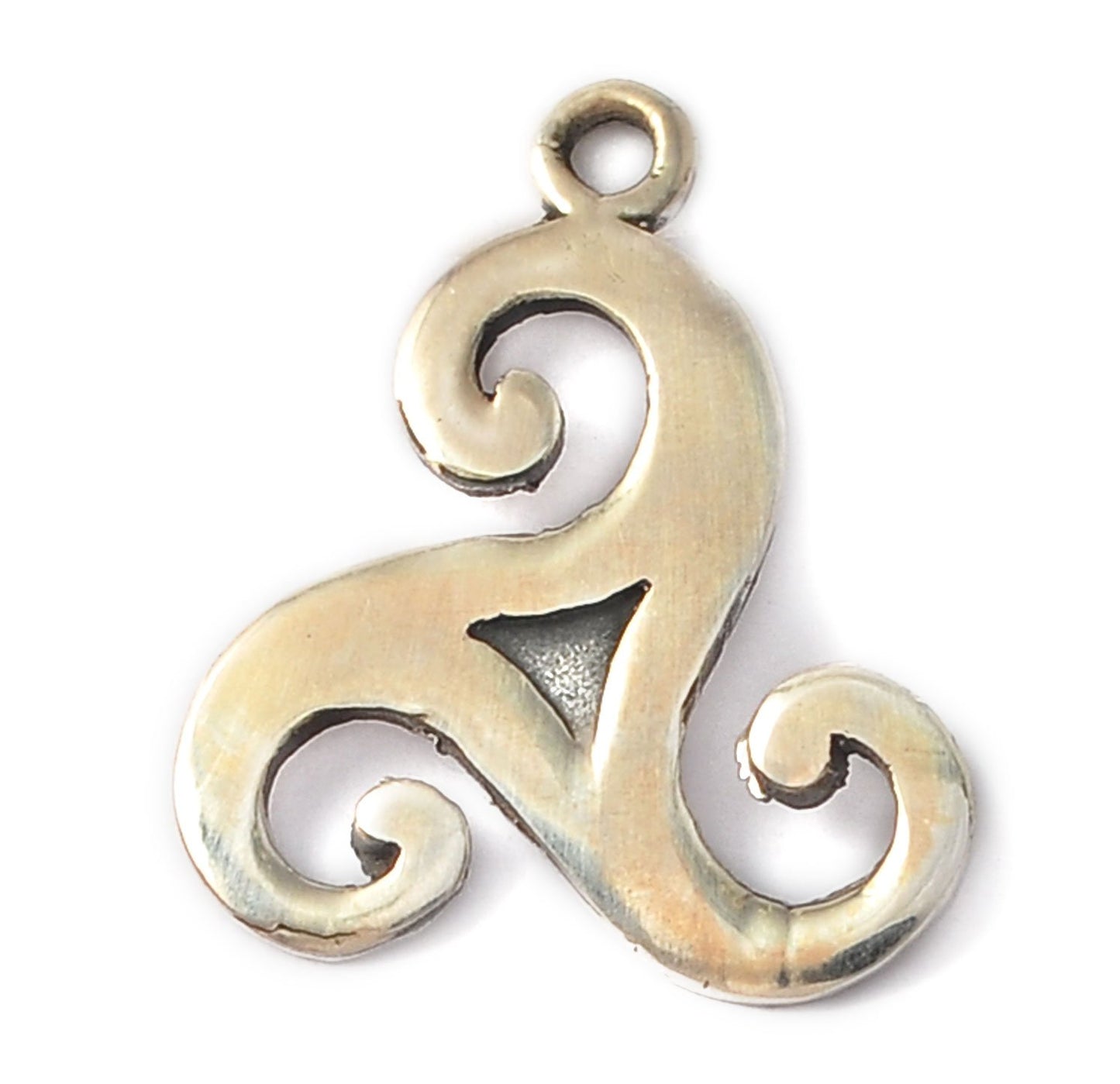 Trinity Spiral Handmade Sterling Silver Gold Brass Necklace Pendant Jewelry