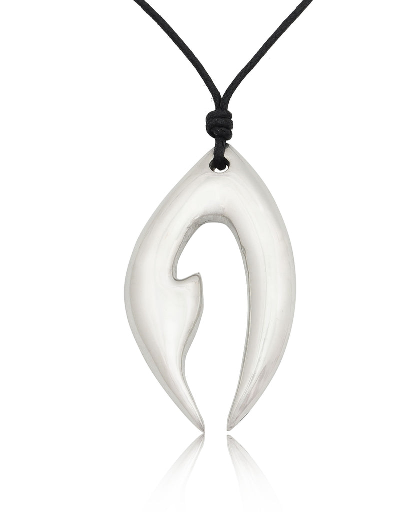Maori Tribal Fishing Hook Tribal Silver Pewter Brass Necklace Pendant Jewelry