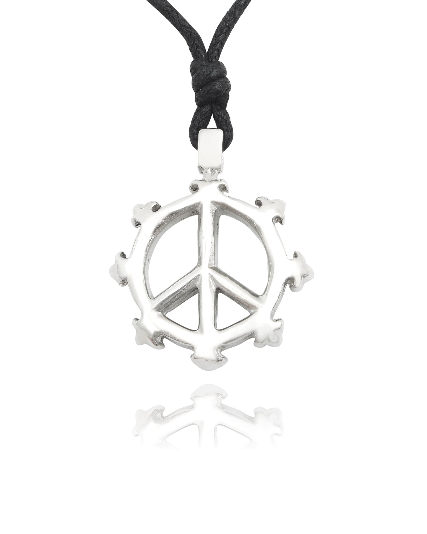 New Peace Sign Silver Pewter Charm Necklace Pendant Jewelry
