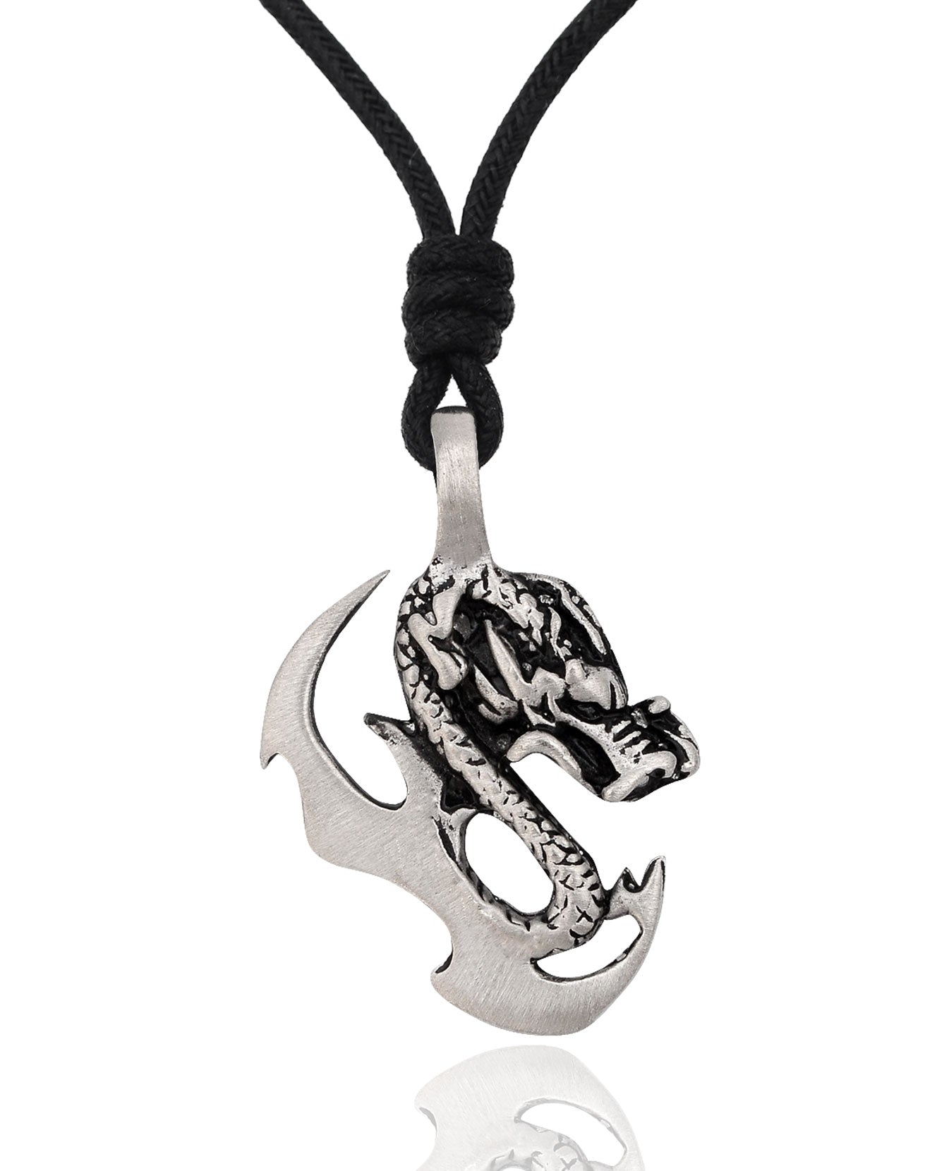Cool Dragon Silver Pewter Charm Necklace Pendant Jewelry
