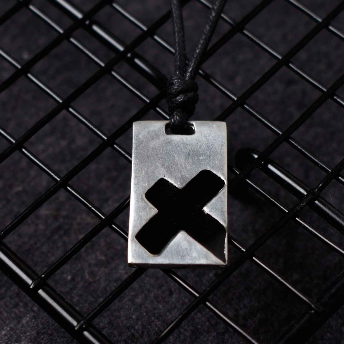 Cross Silver Pewter Charm Rectangular Necklace Pendant Jewelry