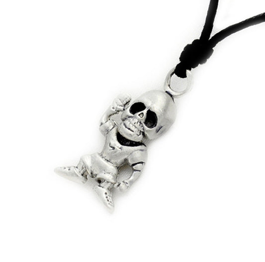 Skull Man Silver Pewter Charm Necklace Pendant Jewelry