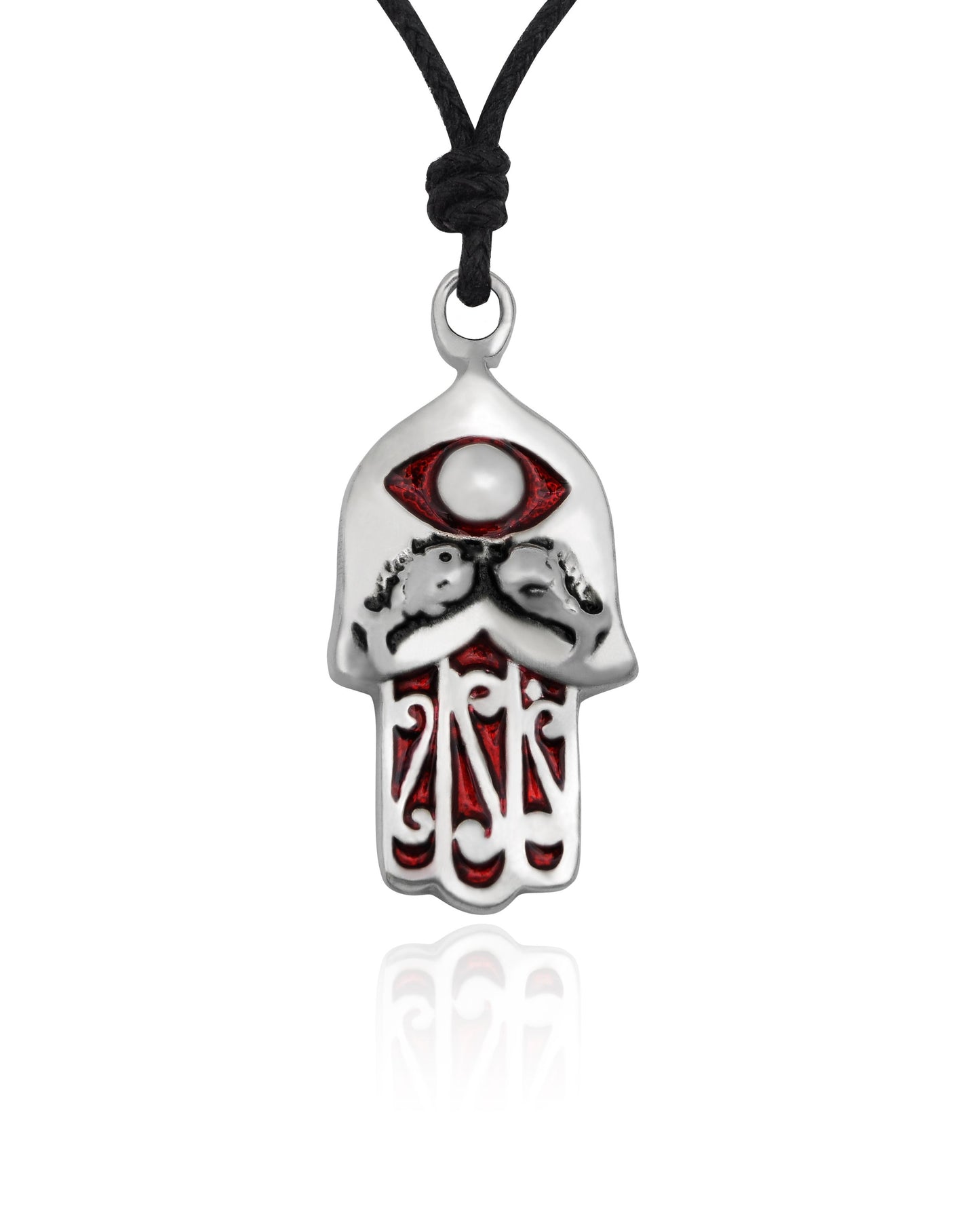 Colorful Hamsa Silver Pewter Charm Necklace Pendant Jewelry