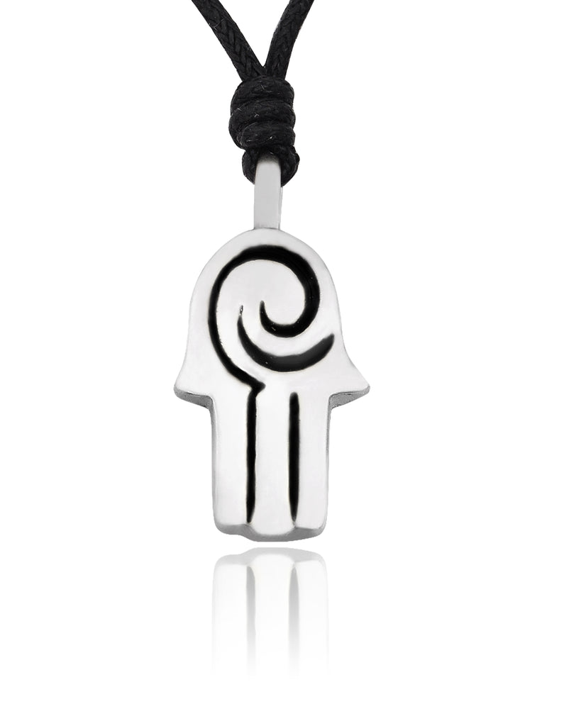 Small & Medium Hamsa (Hand of God) Silver Pewter Necklace Pendant Jewelry