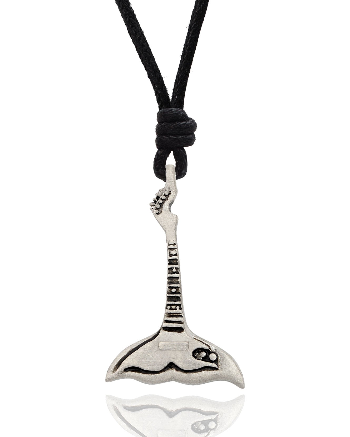 Whale Tail Guitar Silver Pewter Charm Necklace Pendant Jewelry