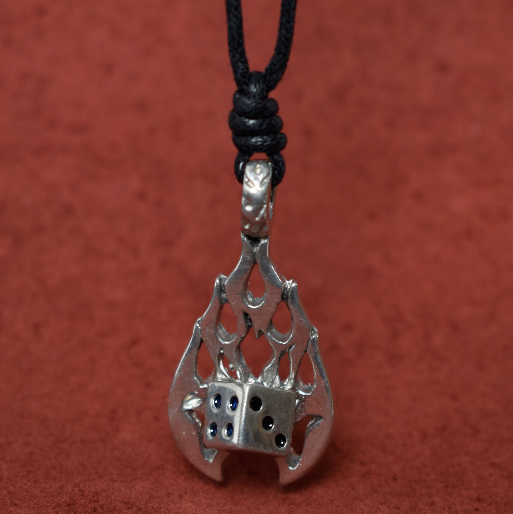 Dice Craps Shoot Gambler Silver Pewter Charm Necklace Pendant Jewelry