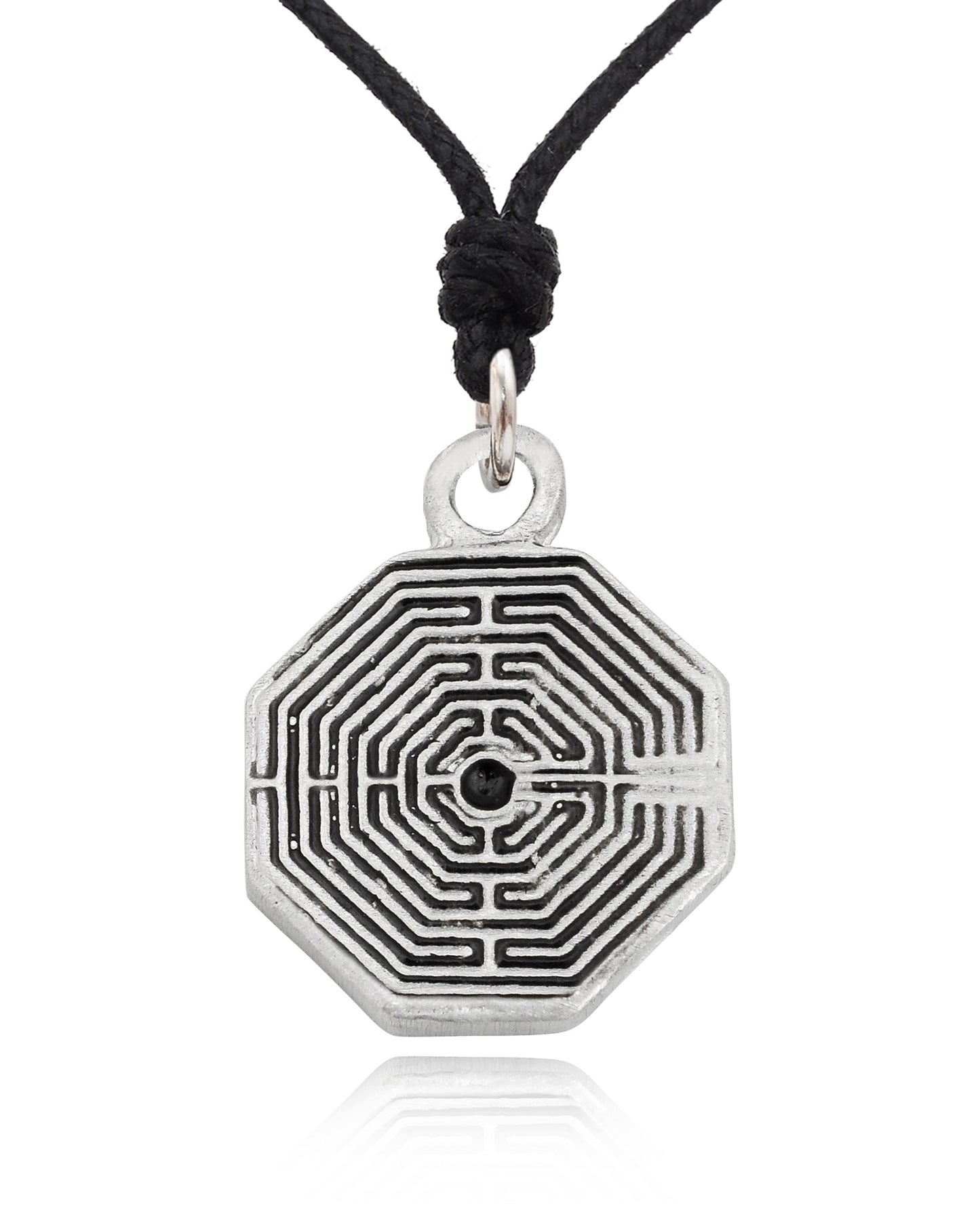 Labyrinth Silver Pewter Charm Necklace Pendant Jewelry