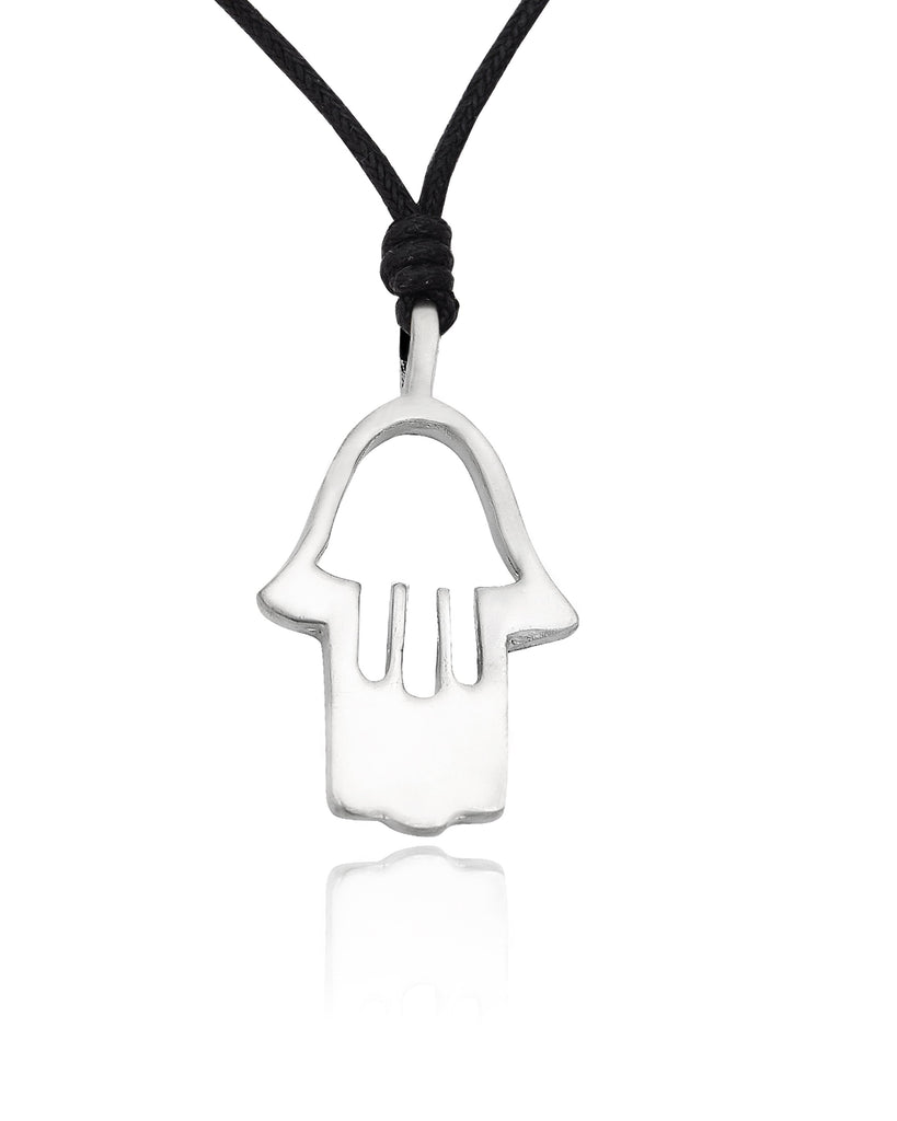 Small & Medium Hamsa Siver Pewter Charm Necklace Pendant Jewelry