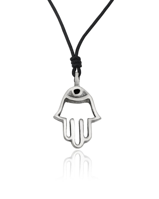 Small & Medium Hamsa Siver Pewter Charm Necklace Pendant Jewelry