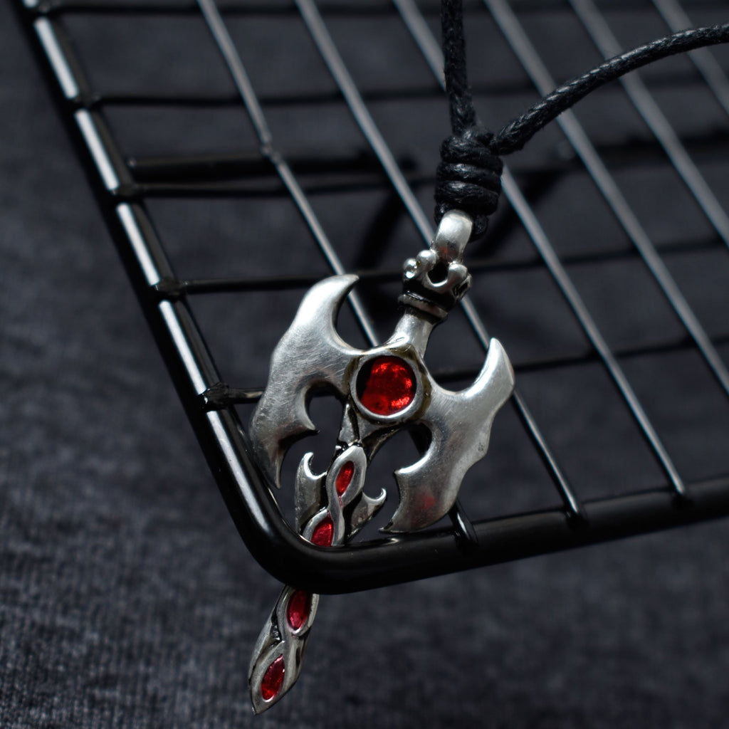 Colorful Knight Sword Design Silver Pewter Charm Necklace Pendant Jewelry