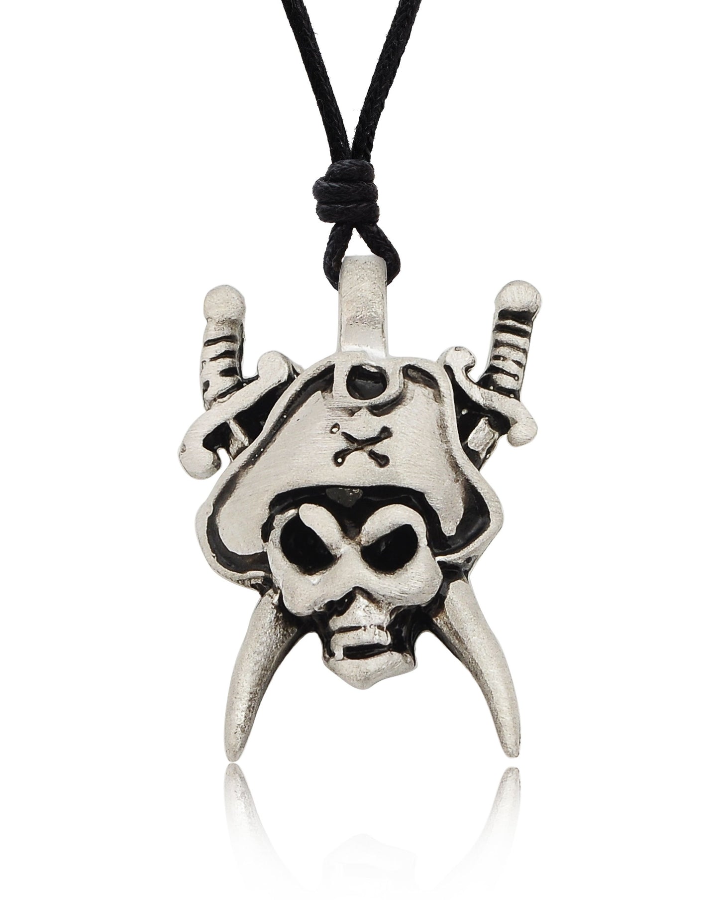 Original Pirate Silver Pewter Charm Necklace Pendant Jewelry