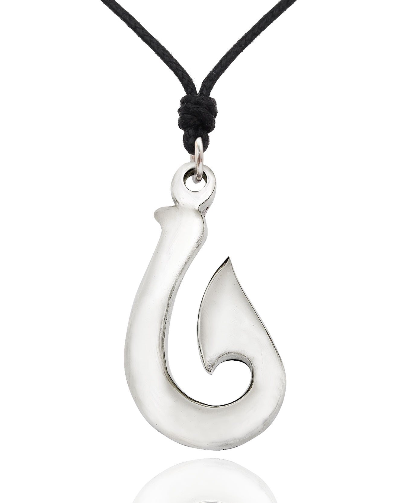 Maori Fishing Hook Silver Pewter Charm Necklace Pendant Jewelry –