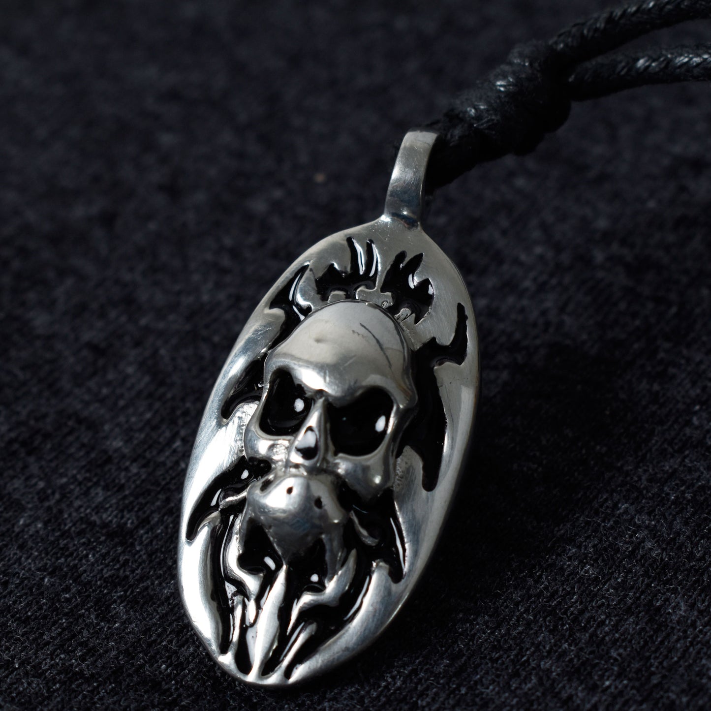 Skull Demon Pewter Silver Pewter Charm Necklace Pendant Jewelry