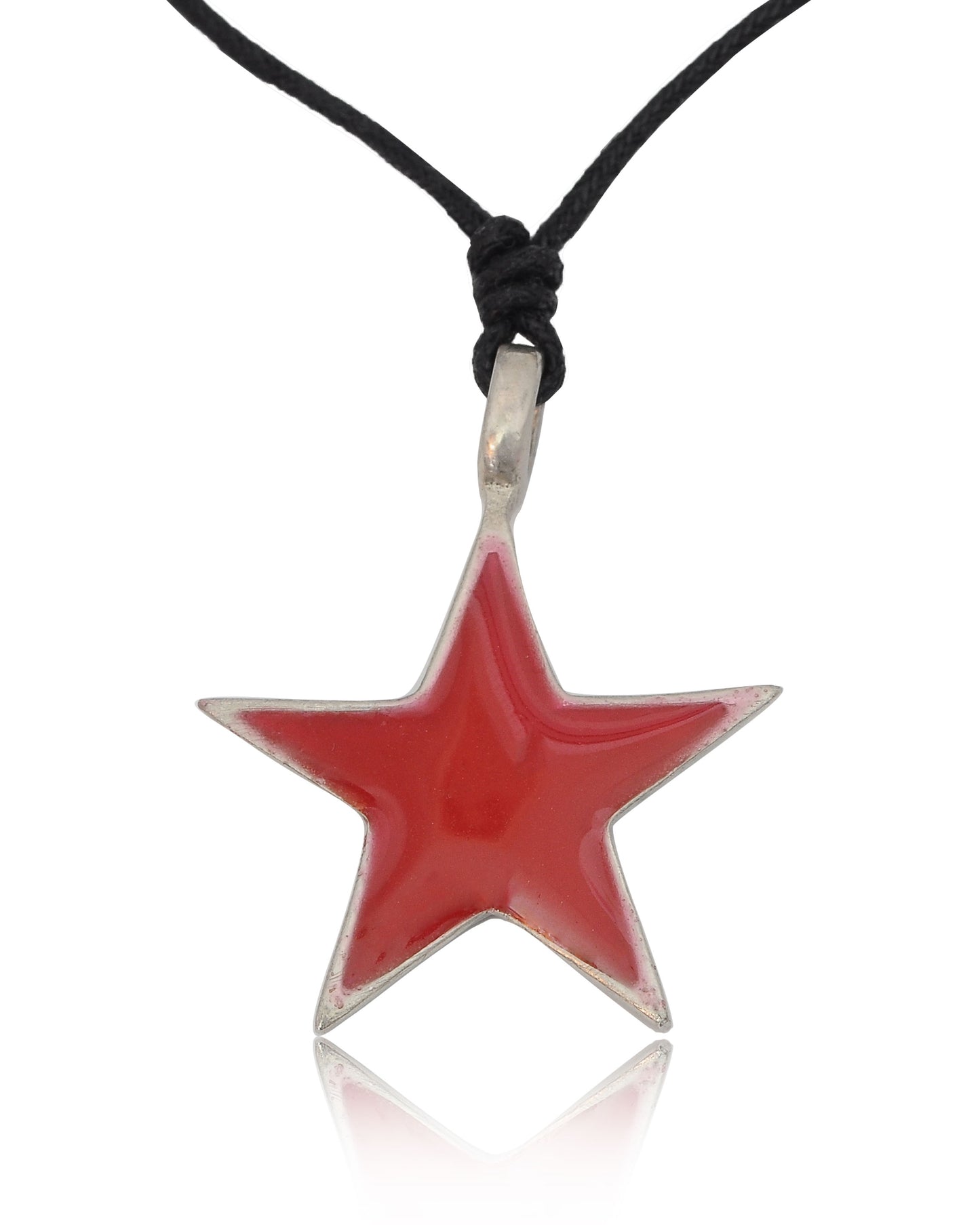 Communist Red Star Silver Pewter Charm Necklace Pendant Jewelry