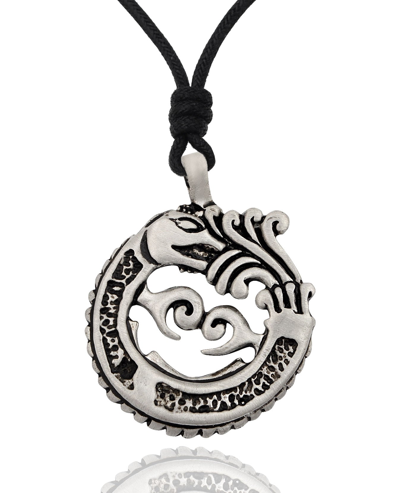 Stunning Dragon Crest Silver Pewter Charm Necklace Pendant Jewelry