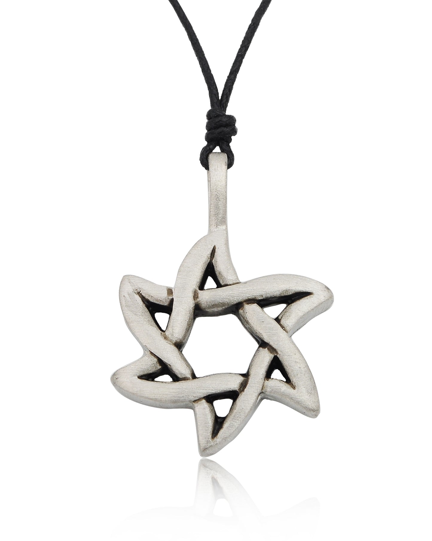 Stunning Jewish Star of David Silver Pewter Charm Necklace Pendant Jewelry