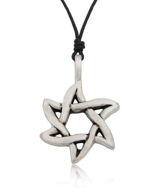 Stunning Jewish Star of David Silver Pewter Charm Necklace Pendant Jewelry