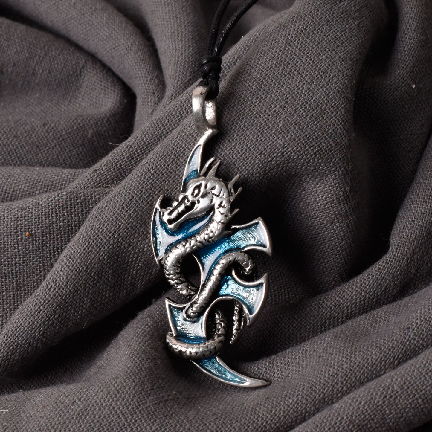 Colorful Dragon Silver Pewter Charm Necklace Pendant Jewelry
