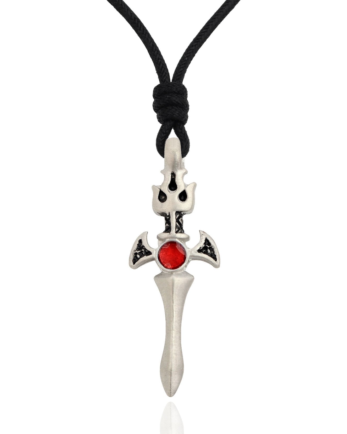 Colorful Fire Sword Silver Pewter Charm Necklace Pendant jewelry