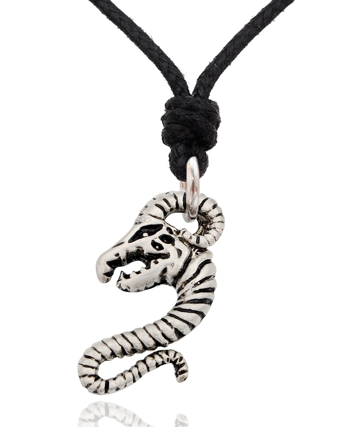 Ram Headed Serpent Silver Pewter Charm Necklace Pendant Jewelry