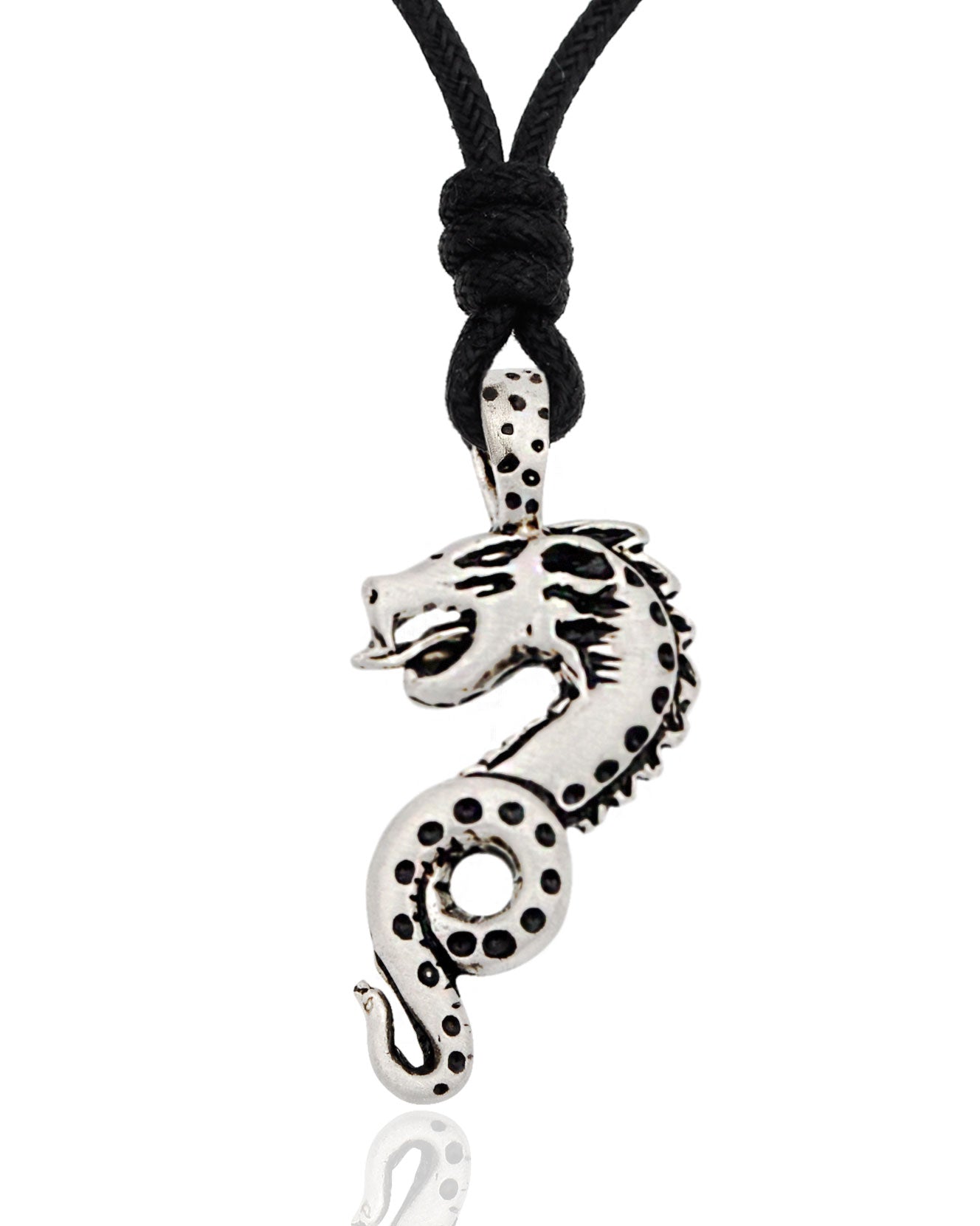 Dragon Serpent Silver Pewter Charm Necklace Pendant Jewelry