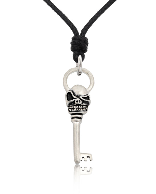 Skull Key Silver Pewter Charm Necklace Pendant Jewelry