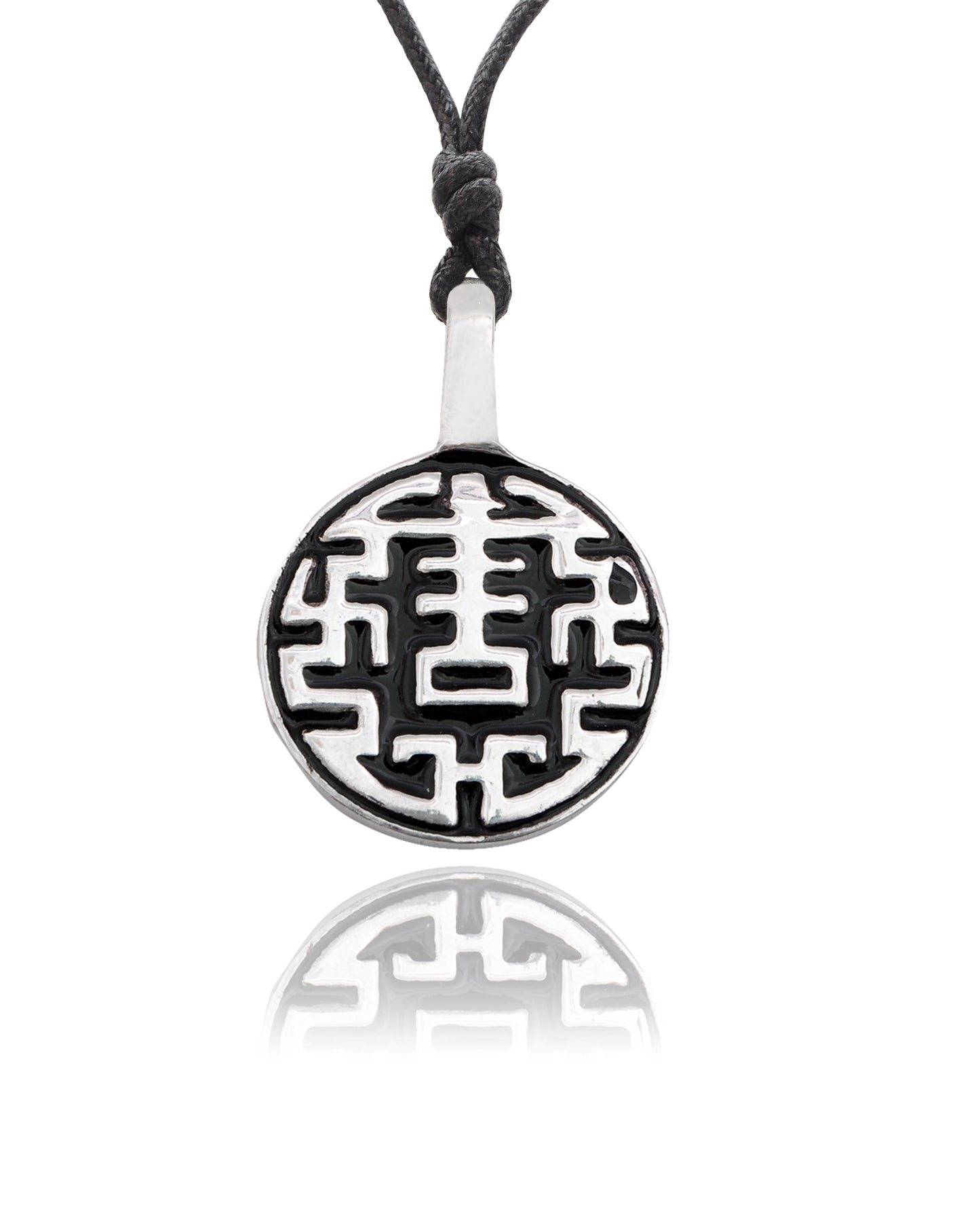 Chinese Lucky Design Silver Pewter Charm Necklace Pendant Jewelry