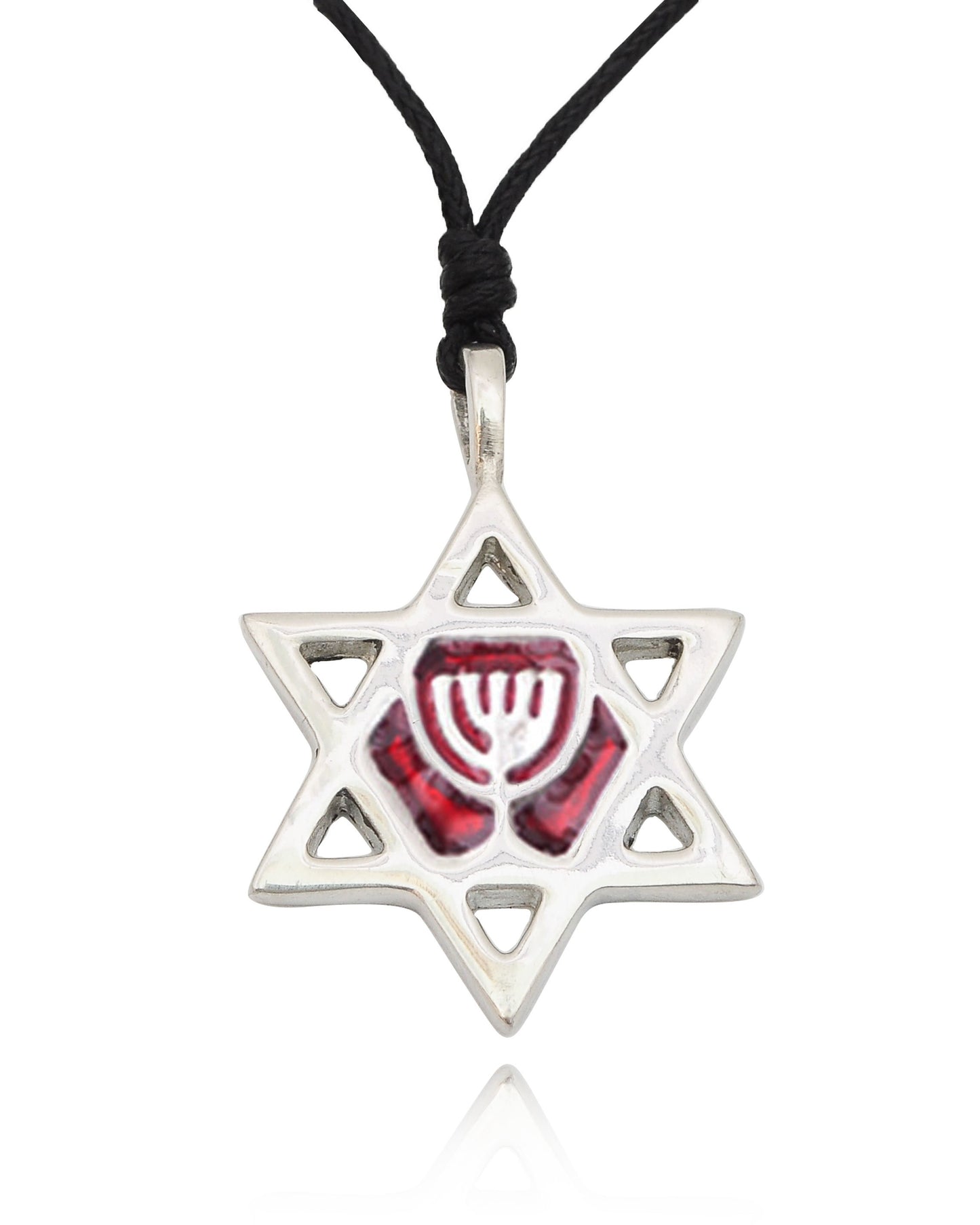 Unique Jewish Star of David Silver Pewter Charm Necklace Pendant Jewelry