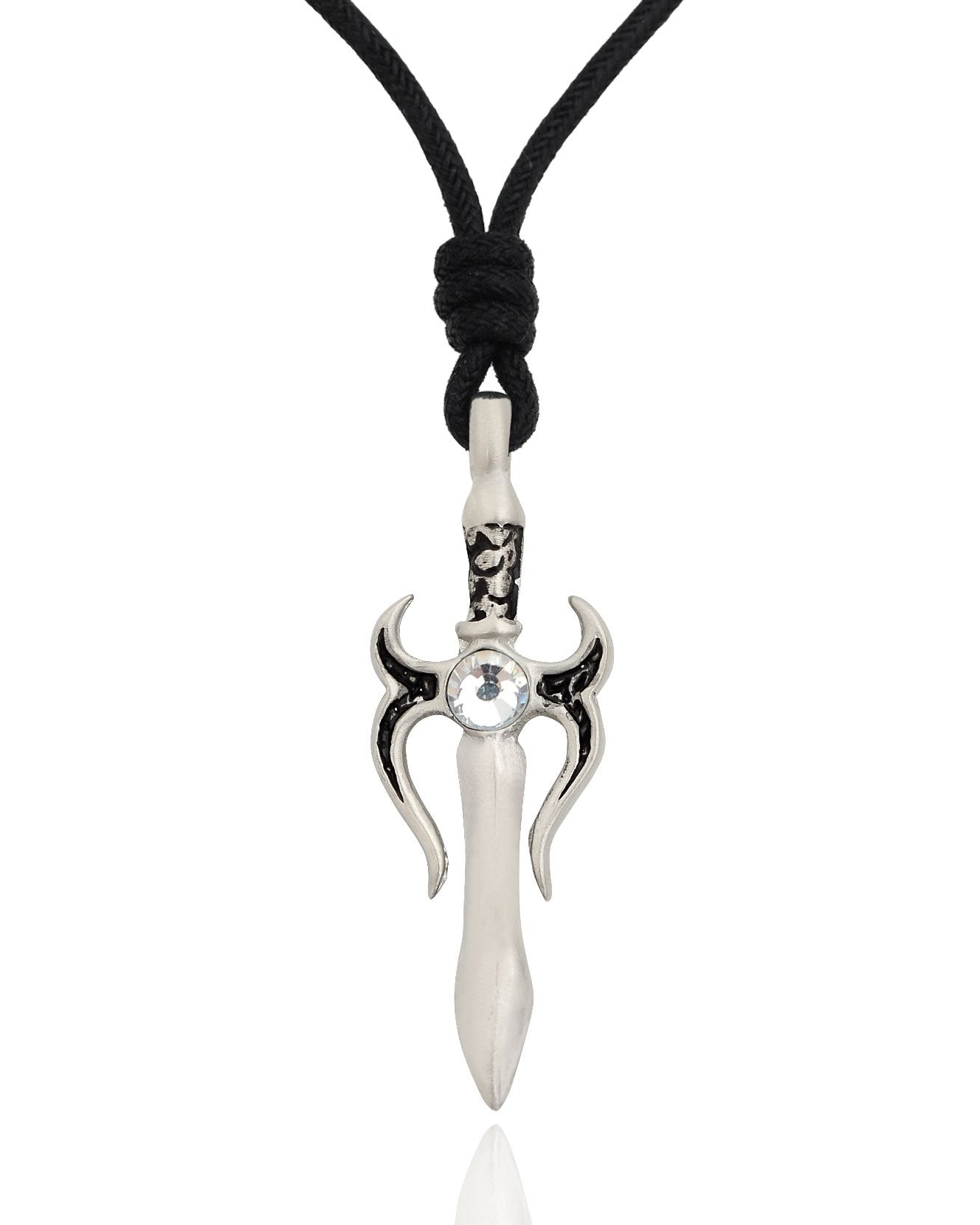 Colorful Sword Silver Pewter Charm Necklace Pendant Jewelry