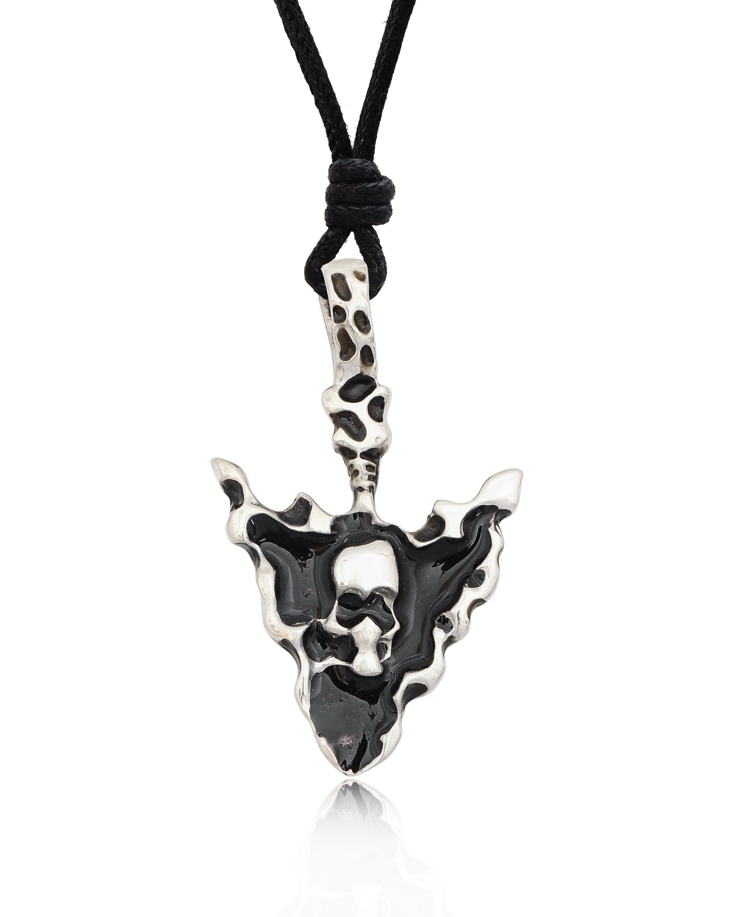 Indian Arrow Head Skull Silver Pewter Charm Necklace Pendant Jewelry